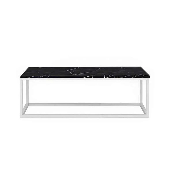 Hire White Rectangular Coffee Table Hire w/ Black Top