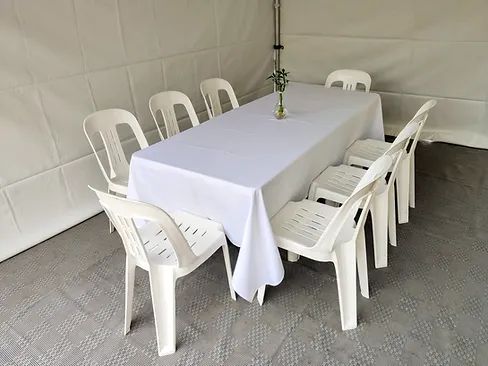 Hire Linen White / Black Tablecloth for 6ft Rectangle table, hire Tables, near Ingleburn image 2