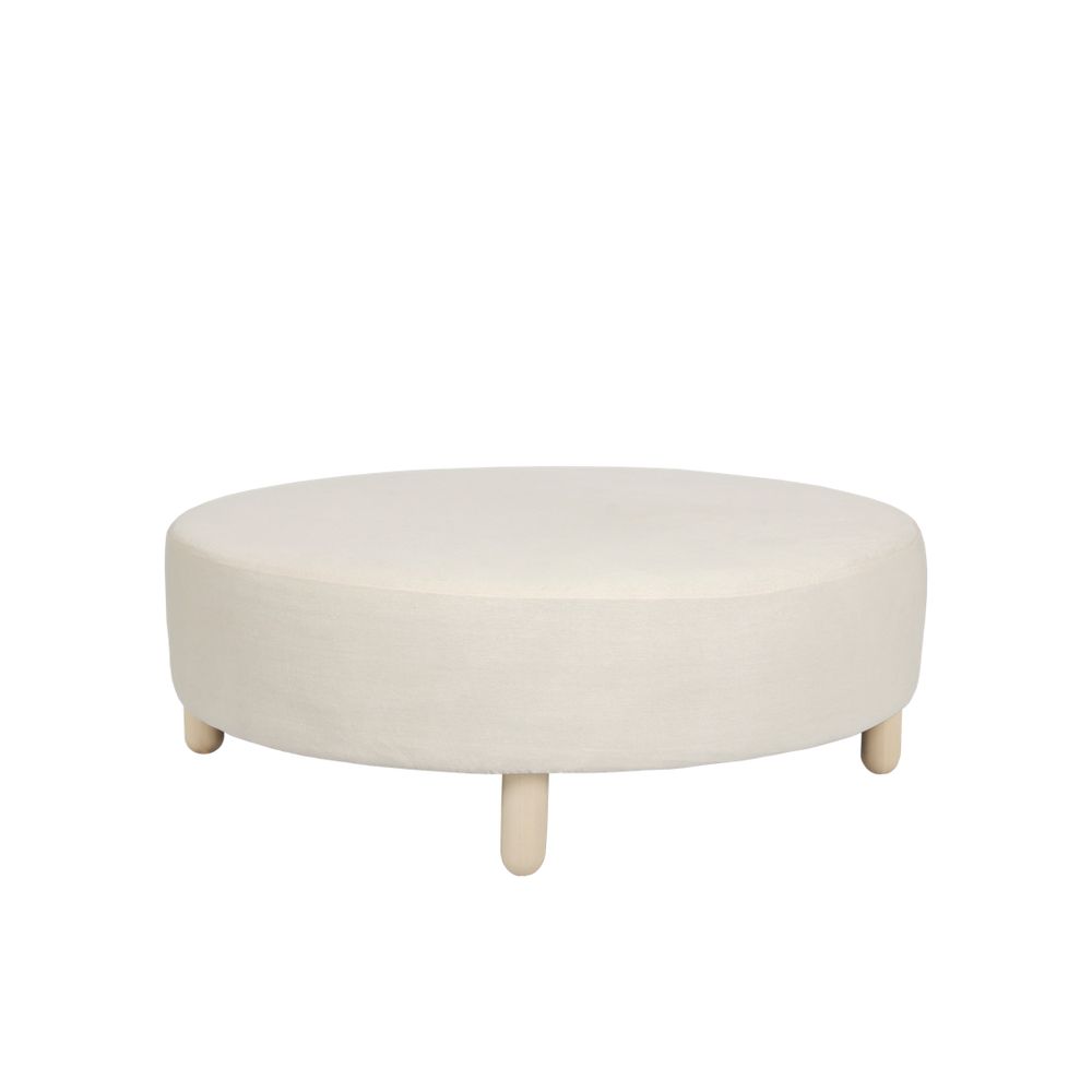 Hire ROUND LARGE OTTOMAN NATURAL LINEN, hire Chairs, near Brookvale