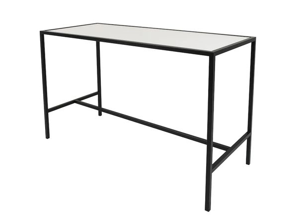 Hire Black Rectangular Tapas Table Hire – White Top