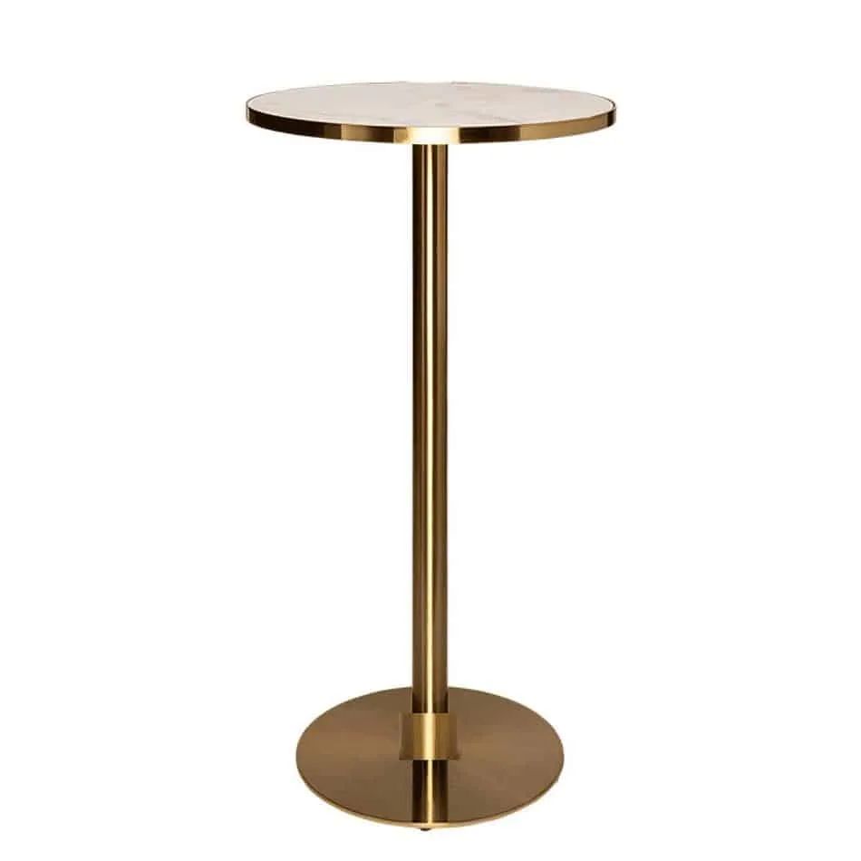 Hire Brass Cocktail Bar Table Hire w/ White Top, hire Tables, near Auburn