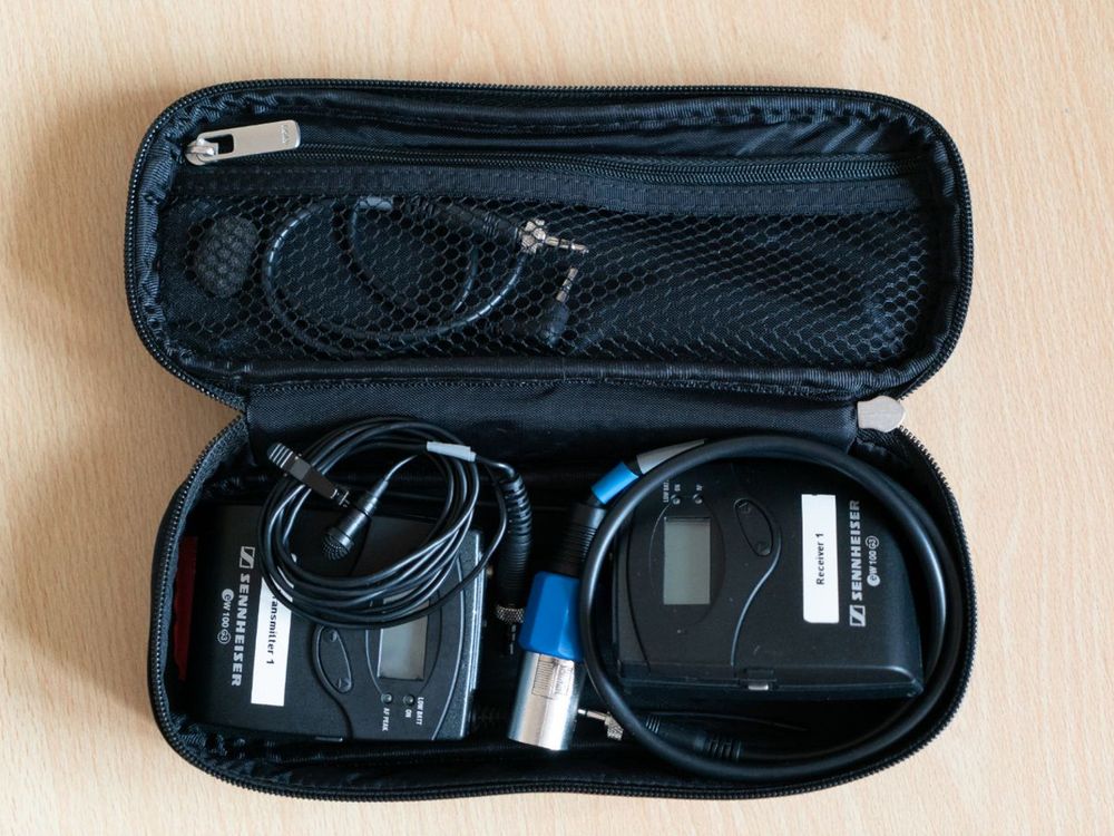 Hire Sennheiser G3 EW100 wireless lapel microphone with beltpack receiver, hire Microphones, near Artarmon