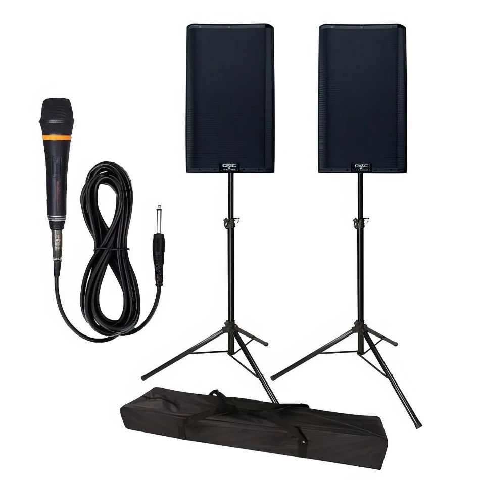 Hire PA System w/ Corded Mic & Speaker Stands, hire Speakers, near Auburn image 1