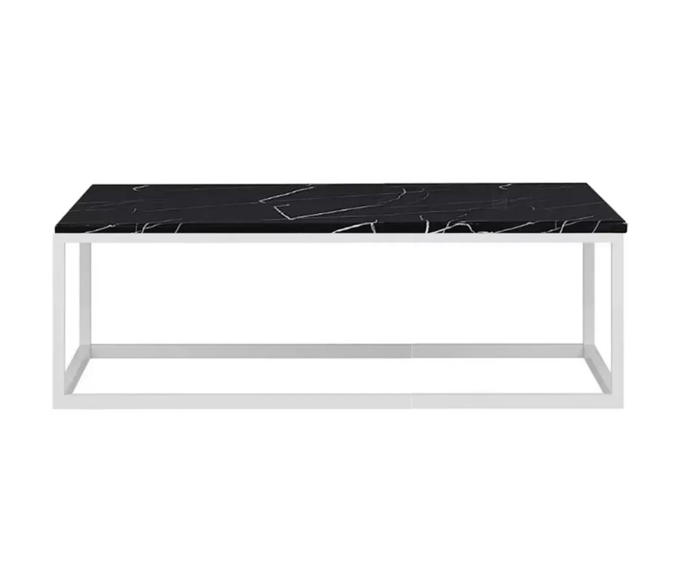 Hire White Rectangular Coffee Table Hire – Black Top, hire Tables, near Wetherill Park