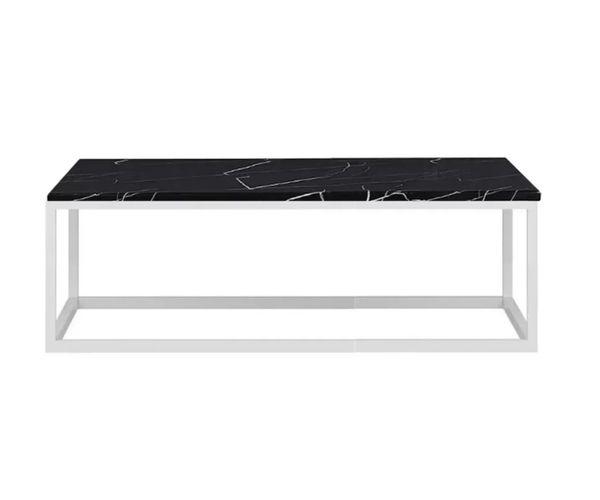 Hire White Rectangular Coffee Table Hire – Black Top