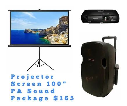 Hire Package Deal Projector Screen 100" PA Sound System, hire Wedding Package, near Ingleburn image 1