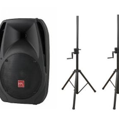 Hire PA System - 2x Speakers, 2x Speaker Stands & 2x Wireless Microphones