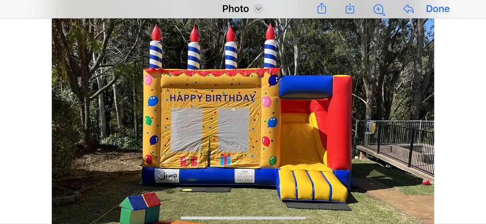 Hire HAPPY BIRTHDAY COMBO WITH SLIDE 5X5M, hire Jumping Castles, near Doonside