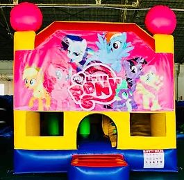 Hire My Little pony (3x4m) with slide and Basketball Ring inside, hire Jumping Castles, near Mickleham