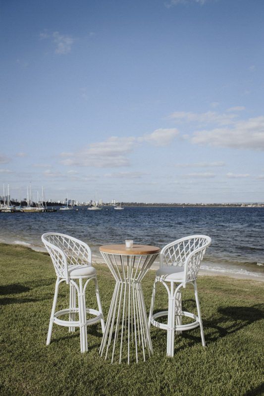 Hire COASTAL HAMPTONS WHITE HIGH BAR WITH TIMBER TOP, hire Tables, near Shenton Park image 2