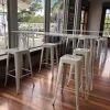 Hire White Cross Cocktail Table Hire – Pink Terrazzo, hire Tables, near Wetherill Park