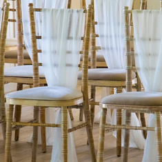 Hire Gold Tiffany Chair with White Cushion Hire