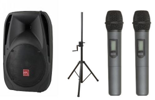 Hire PA System - 1x Speaker, 1x Stand & 2x Wireless Microphones