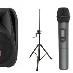 Hire PA System - 1x Speaker, 1x Stand & 2x Wireless Microphones