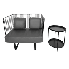 Hire Two Seater Sofa, Wire, Black, Grey Cushions