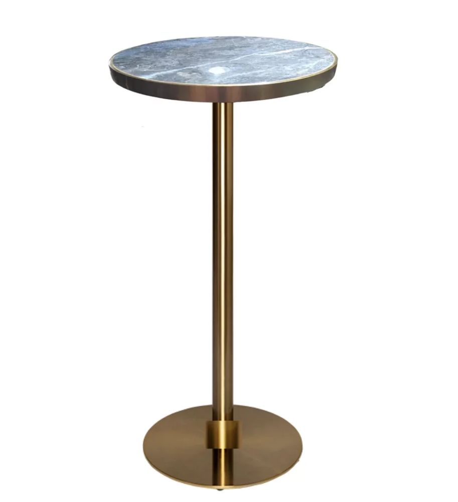 Hire Brass Cocktail Bar Table Hire – Blue Marble Top, hire Tables, near Wetherill Park
