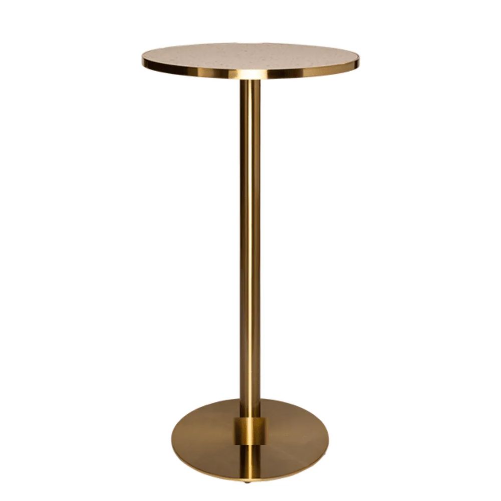Hire Brass Cocktail Bar Table Hire w/ Pink Terrazzo Top, hire Tables, near Blacktown