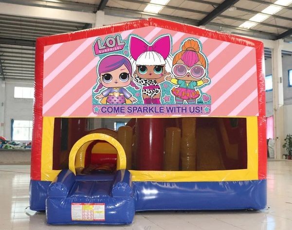 Hire LOL 5IN1 COMBO 5X5.5M WITH SLIDE POP UPS BASKETBALL HOOP OBSTACLES TUNNEL