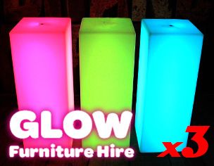 Hire Glow Square Plinths - Package 3, hire Tables, near Smithfield