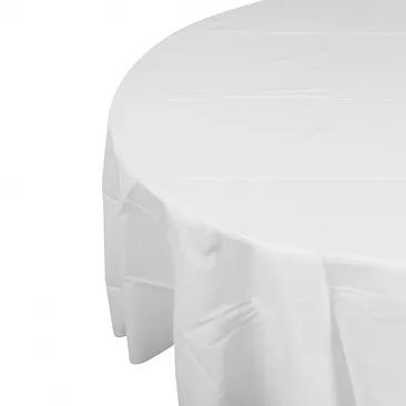 Hire Plastic White Round Table Cover 213cm ( Disposable)