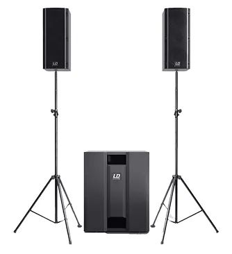Hire 1300 Watt PA Sound Speaker System with wired Mic