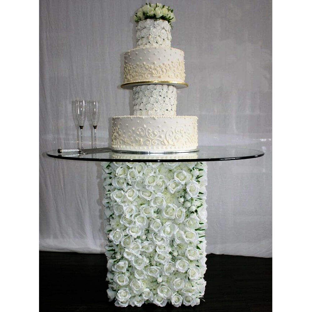 Hire CAKE TABLE WITH SILK FLOWER BASE, hire Tables, near Cheltenham image 2