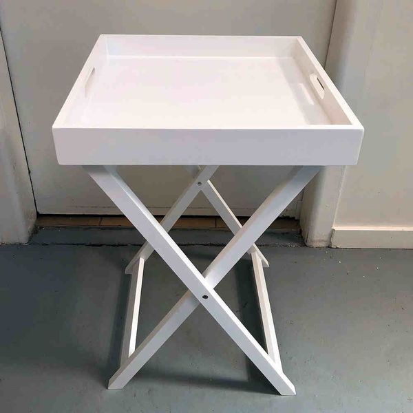 Hire SQUARE WHITE BUTLERS TABLE (PLAIN)
