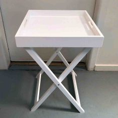 Hire SQUARE WHITE BUTLERS TABLE (PLAIN), in Cheltenham, VIC