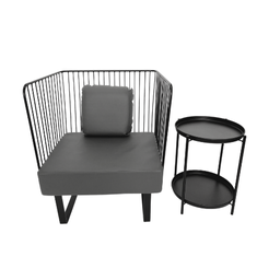 Hire Single Seater Chair, Wire, Black, Grey Cushions, in Moorabbin, VIC