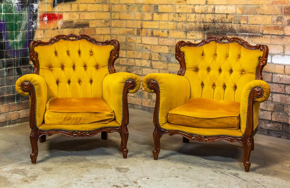 Hire Vintage Armchair - Gold, hire Chairs, near Heidelberg West