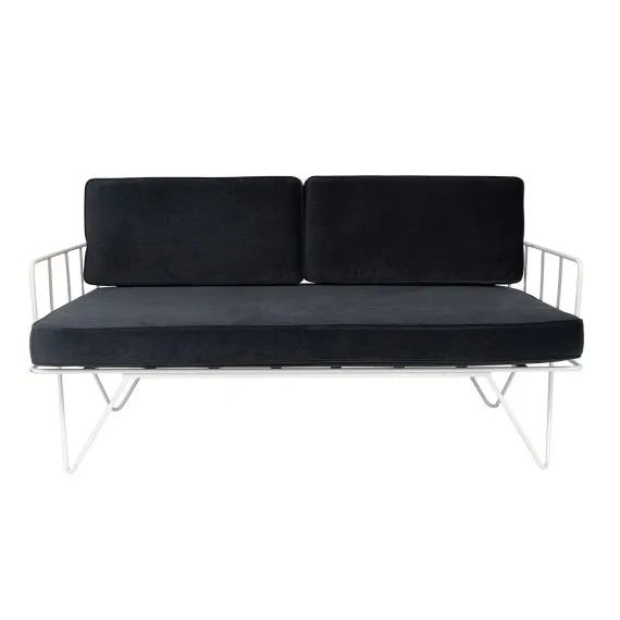 Hire Wire Sofa Lounge Hire w/ Black Velvet Cushions