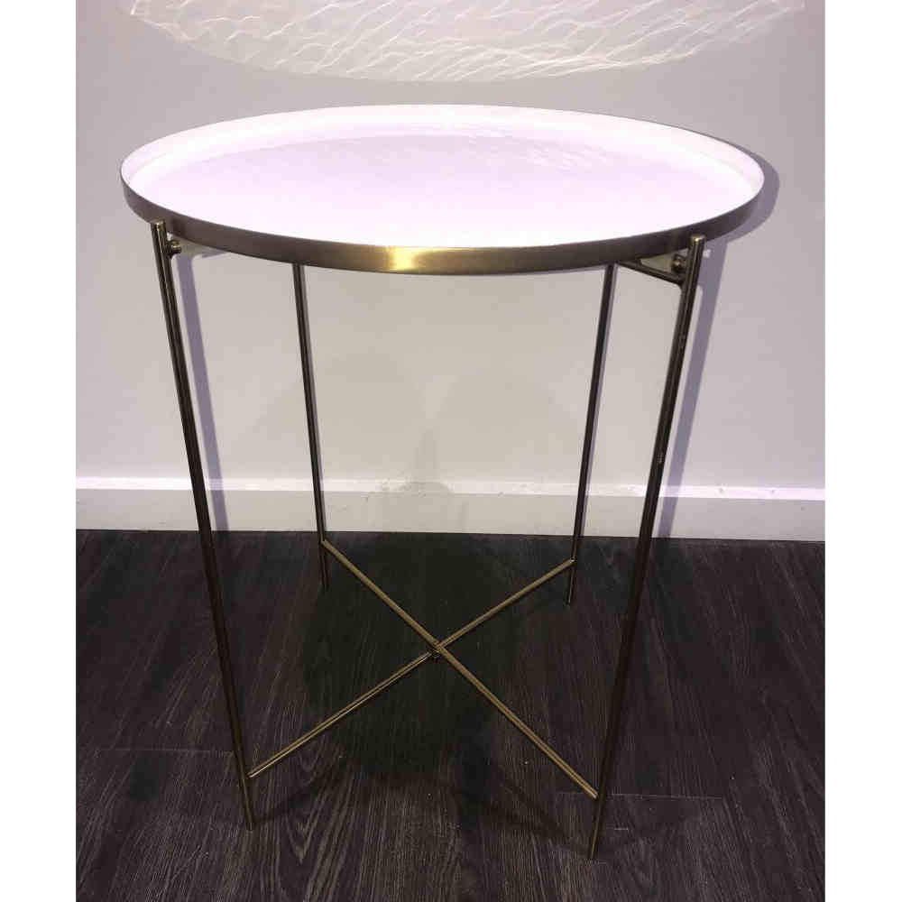 Hire GOLD AND WHITE GLOSS ROUND TABLE, hire Tables, near Cheltenham image 2