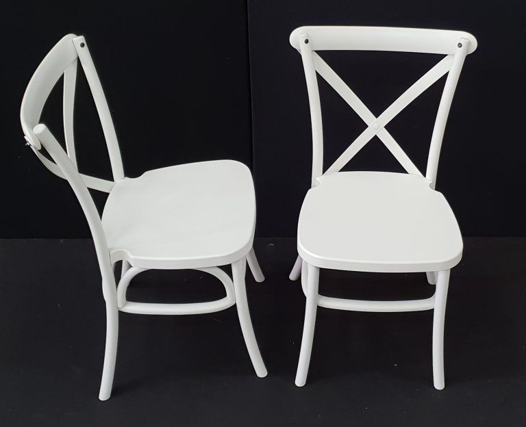 Hire White Cross Back Chairs, hire Chairs, near Balaclava