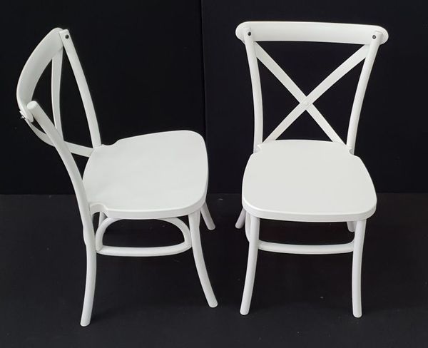Hire White Cross Back Chairs