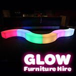 Hire Glow Curved Bench - Package 6, hire Chairs, near Smithfield