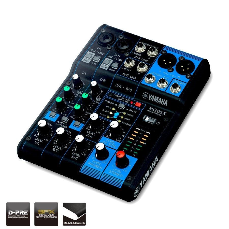Hire Yamaha MG06X 6-Channel Mixer in Blue, hire DJ Decks, near Dee Why