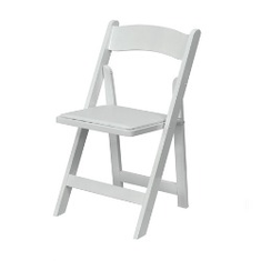 Hire White Americana folding chair with cushioned seat