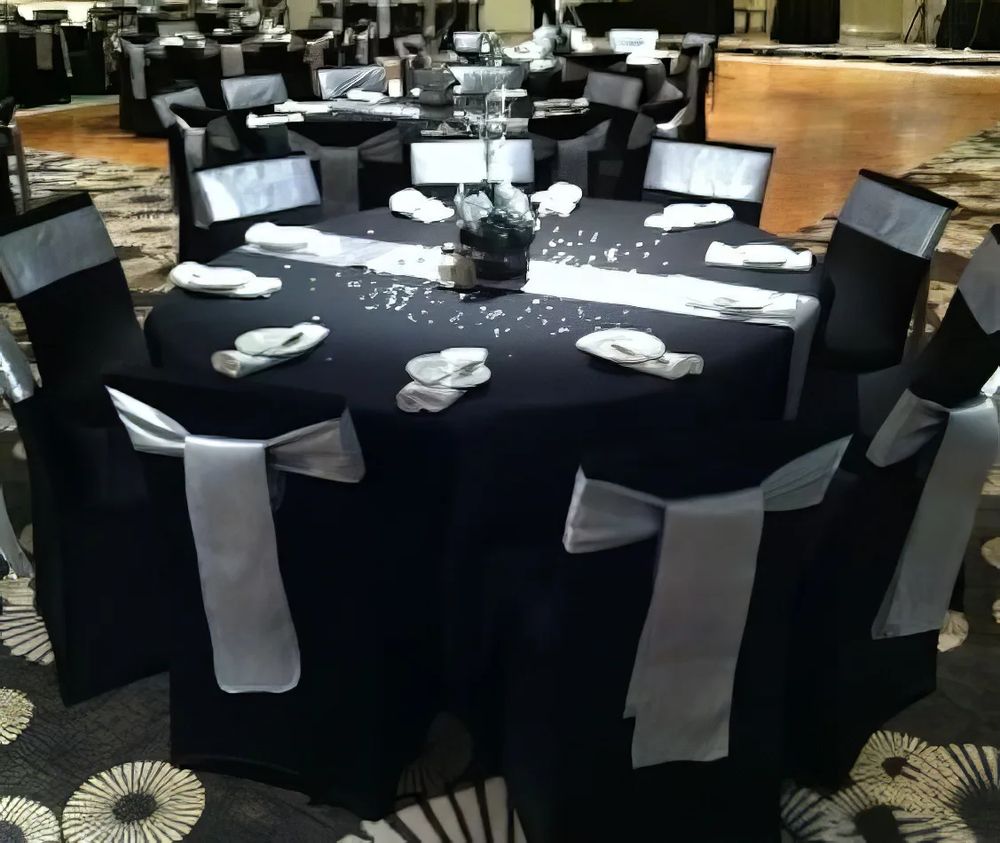 Hire Black Round Banquet Tablecloth Hire, hire Tables, near Auburn image 2