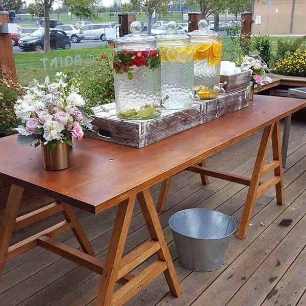 Hire TIMBER TABLE WITH A FRAME LEGS, from Weddings of Distinction