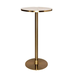 Hire Brass Cocktail Bar Table Hire w/ Pink Terrazzo Top, in Oakleigh, VIC