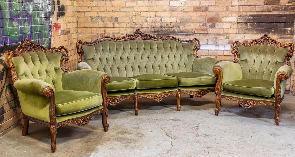 Hire Vintage Lounge Set - Fern Green, hire Chairs, near Heidelberg West image 1