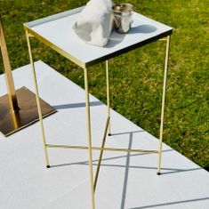 Hire GOLD AND WHITE GLOSS SQUARE TABLE