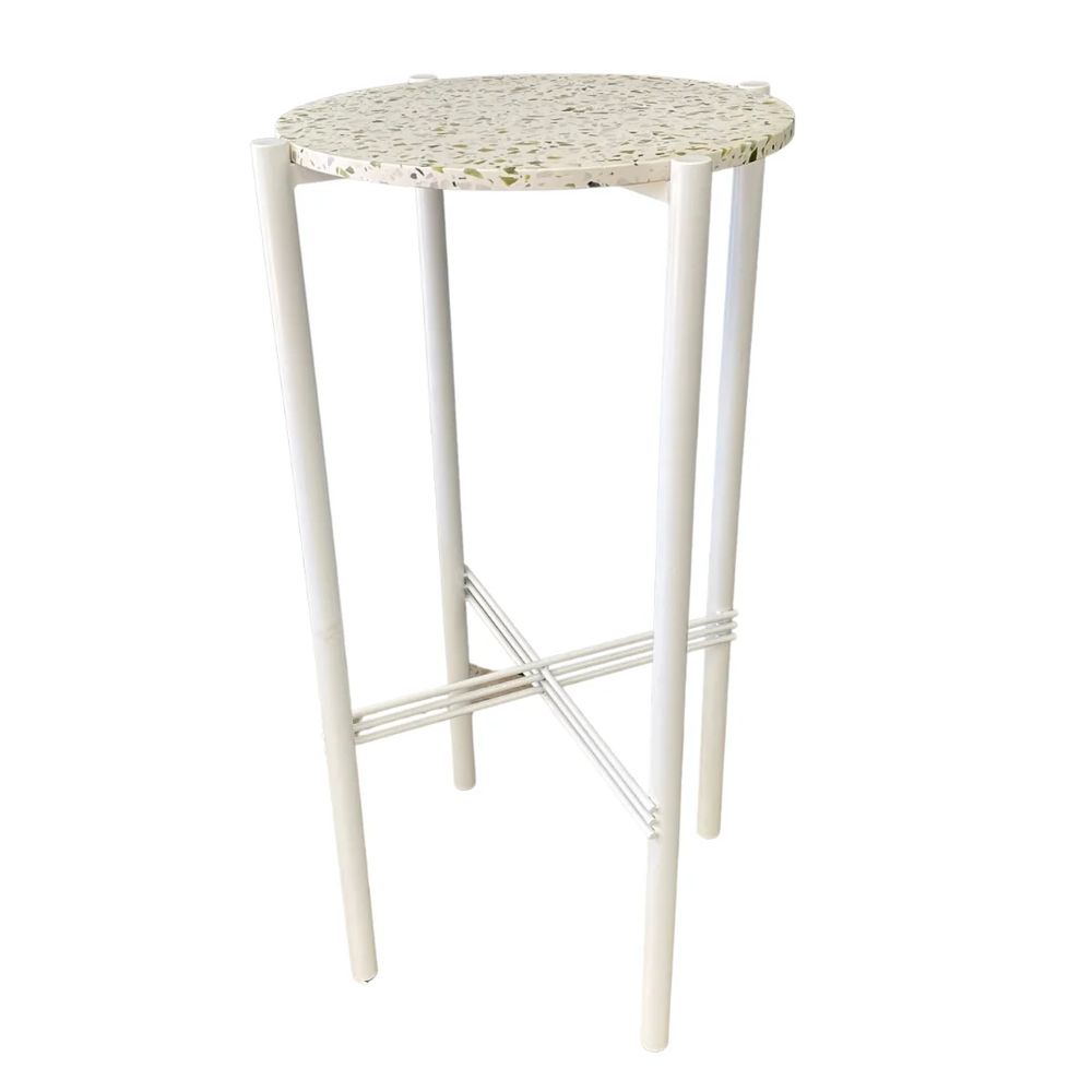 Hire White Cross Bar Table Hire – Green Terrazzo Top, hire Tables, near Wetherill Park