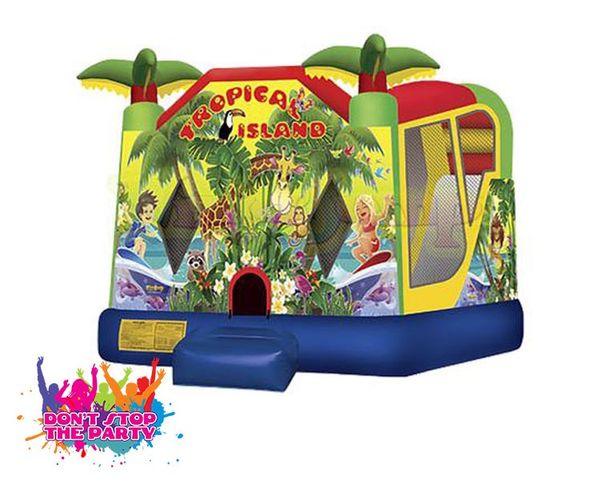 Hire Tropical Island Combo Jumping Castle & Slide, from Don’t Stop The Party
