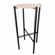 Hire Black Cross Bar Table Hire w/ Pink Terrazzo Top, in Oakleigh, VIC