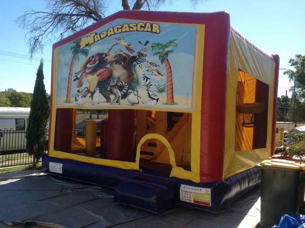 Hire MADAGASCAR JUMPING CASTLE WITH SLIDE, hire Jumping Castles, near Doonside