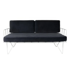 Hire Wire Sofa Lounge w/ Black Velvet Cushions, in Auburn, NSW