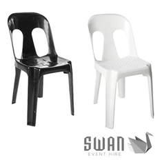 Hire Plastic Chairs - White/Black, in Bassendean, WA