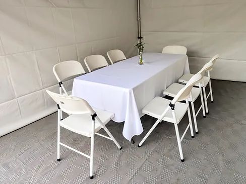 Hire Linen White / Black Tablecloth for 6ft Rectangle table, hire Tables, near Ingleburn image 1