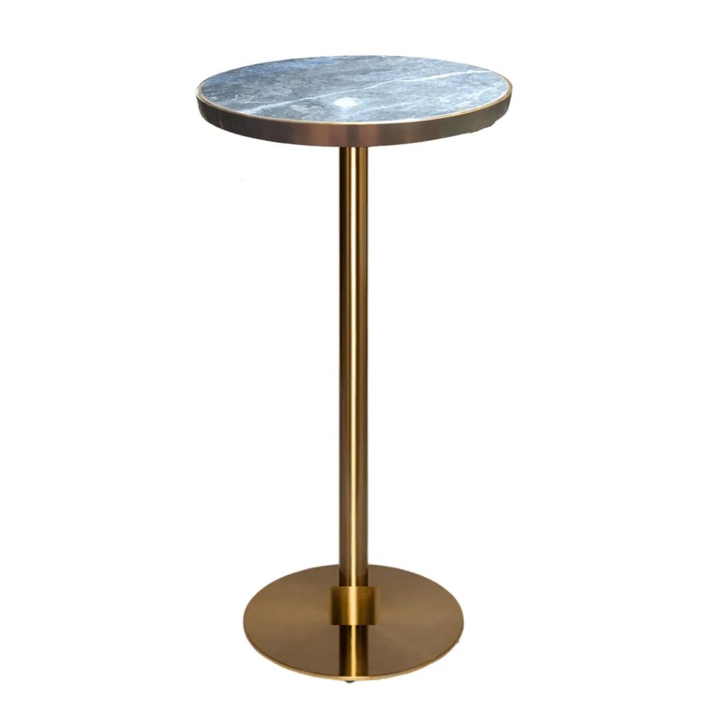 Hire Brass Cocktail Bar Table Hire w/ Blue Marble Top, hire Tables, near Blacktown